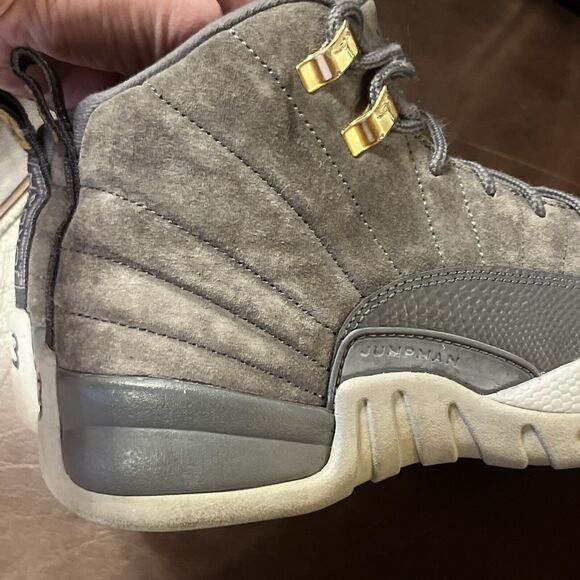 NIKE Air Jordan 12 Retro Sneakers Dark Grey Triple Grey Gold Size 7Y Youth Size - Picture 6 of 9